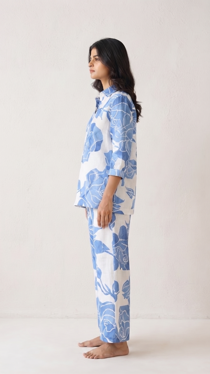 Blue Floral Co-ord Set for Women