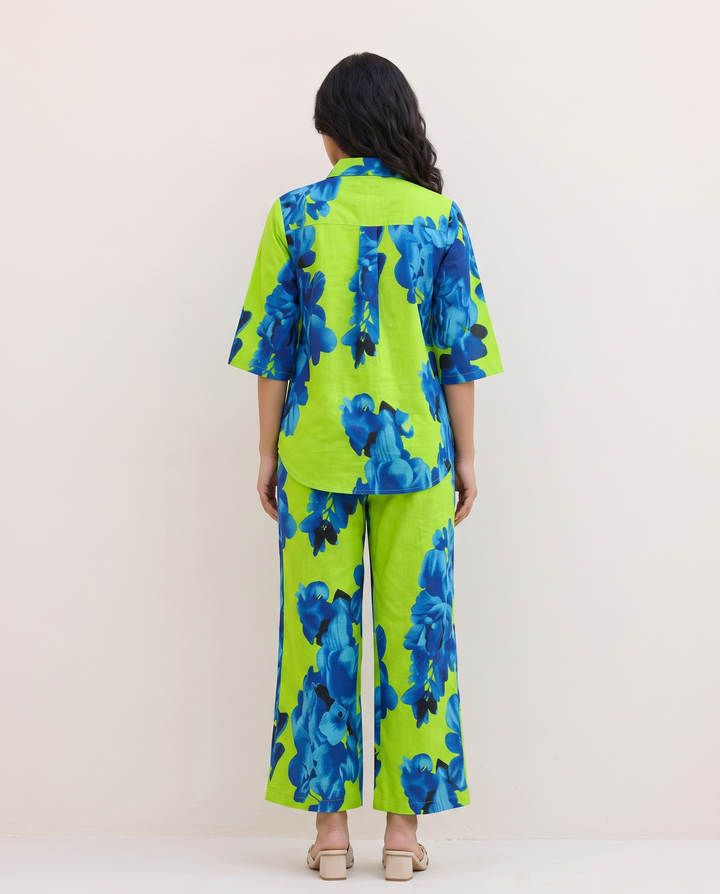 Lime Green & Royal Blue Bold Floral Cotton Co-Ord Set
