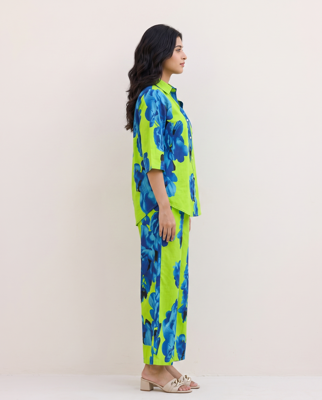 Lime Green & Royal Blue Bold Floral Cotton Co-Ord Set