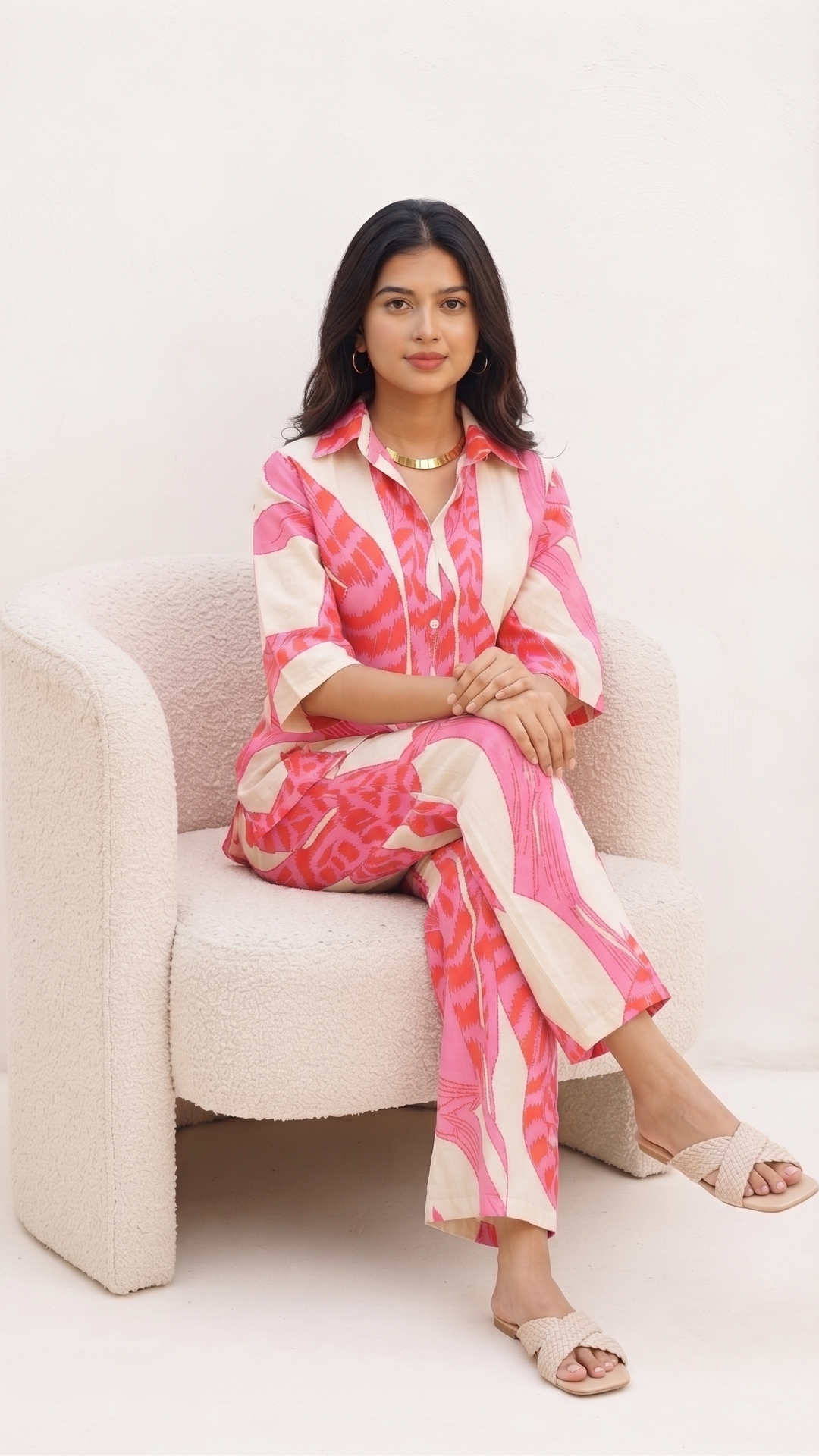 Pink Abstract Co-Ord Set – Cotton Luxe Wear