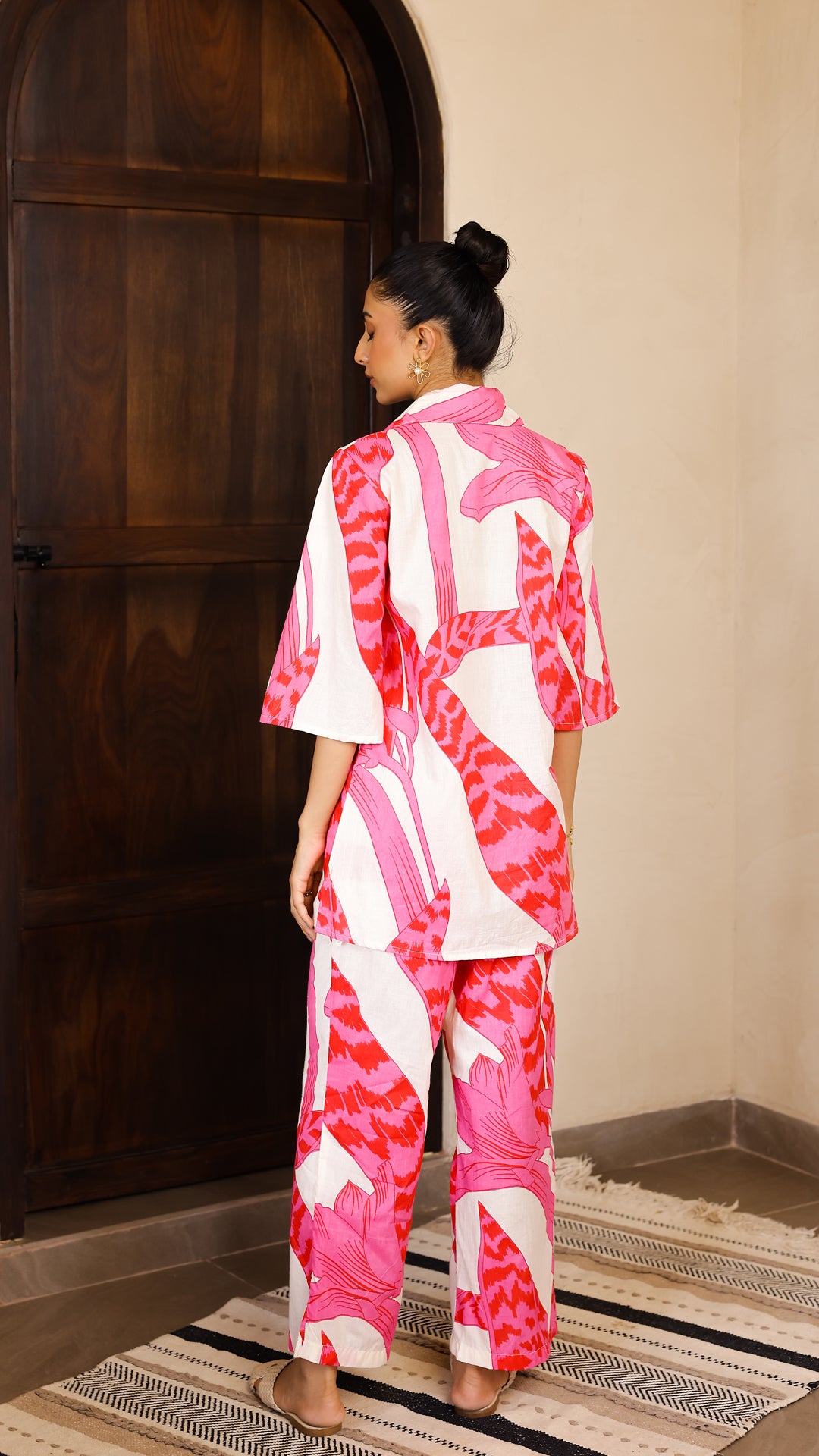 Pink Abstract Co-Ord Set – Cotton Luxe Wear