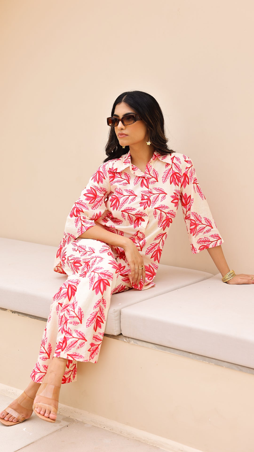 Botanic Bloom Co-ord Set – Red & Cream