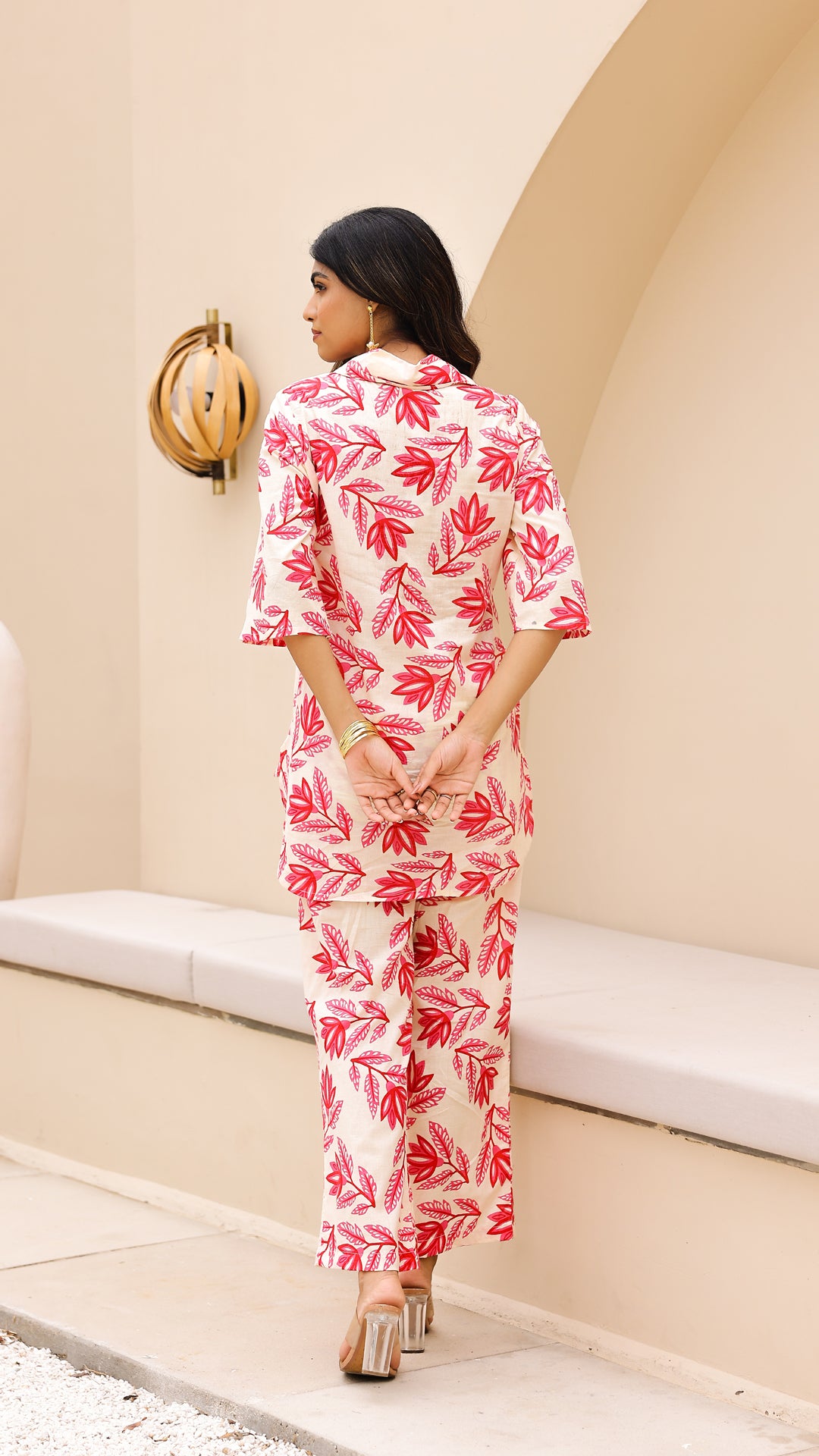 Botanic Bloom Co-ord Set – Red & Cream