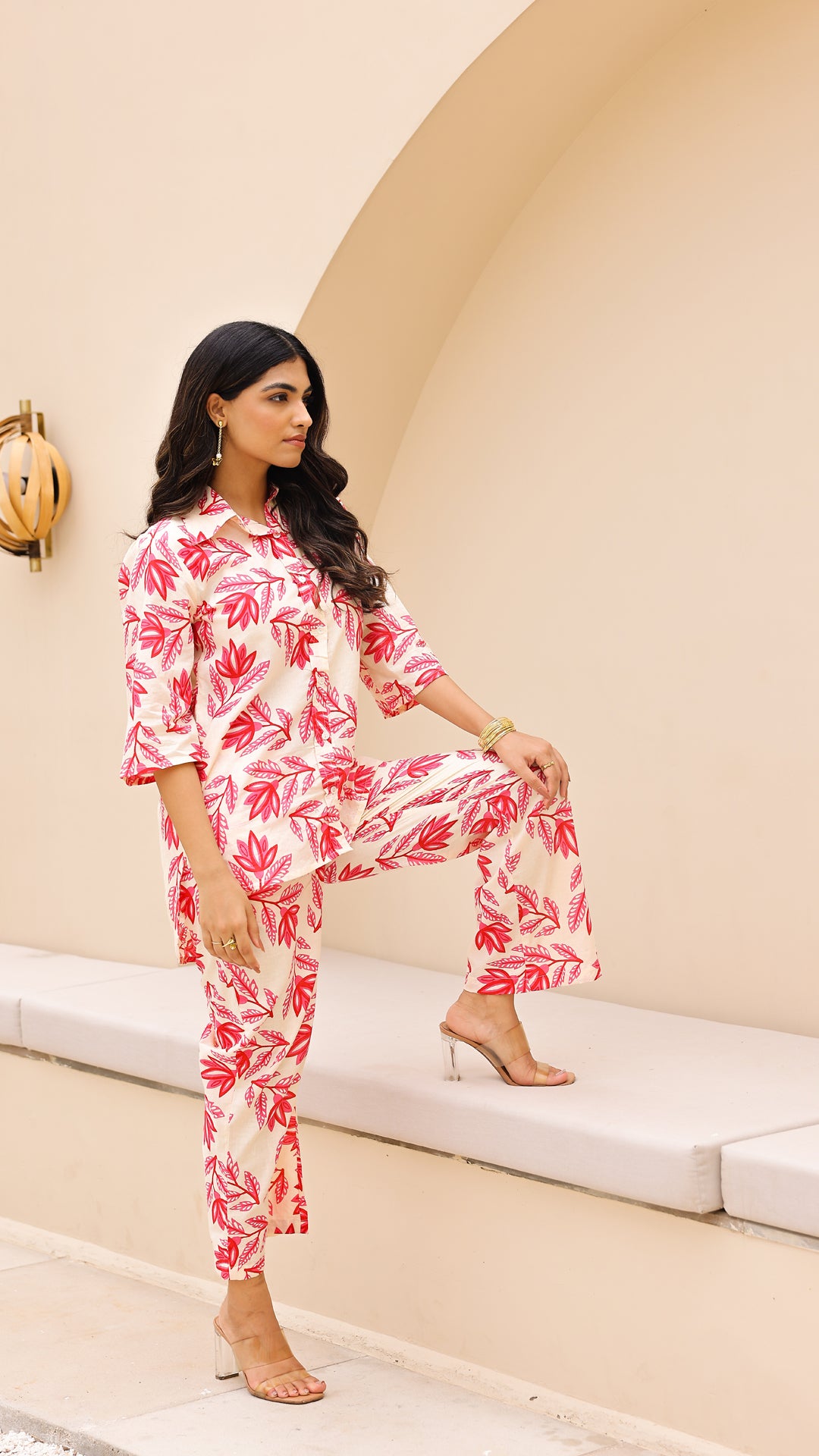 Botanic Bloom Co-ord Set – Red & Cream