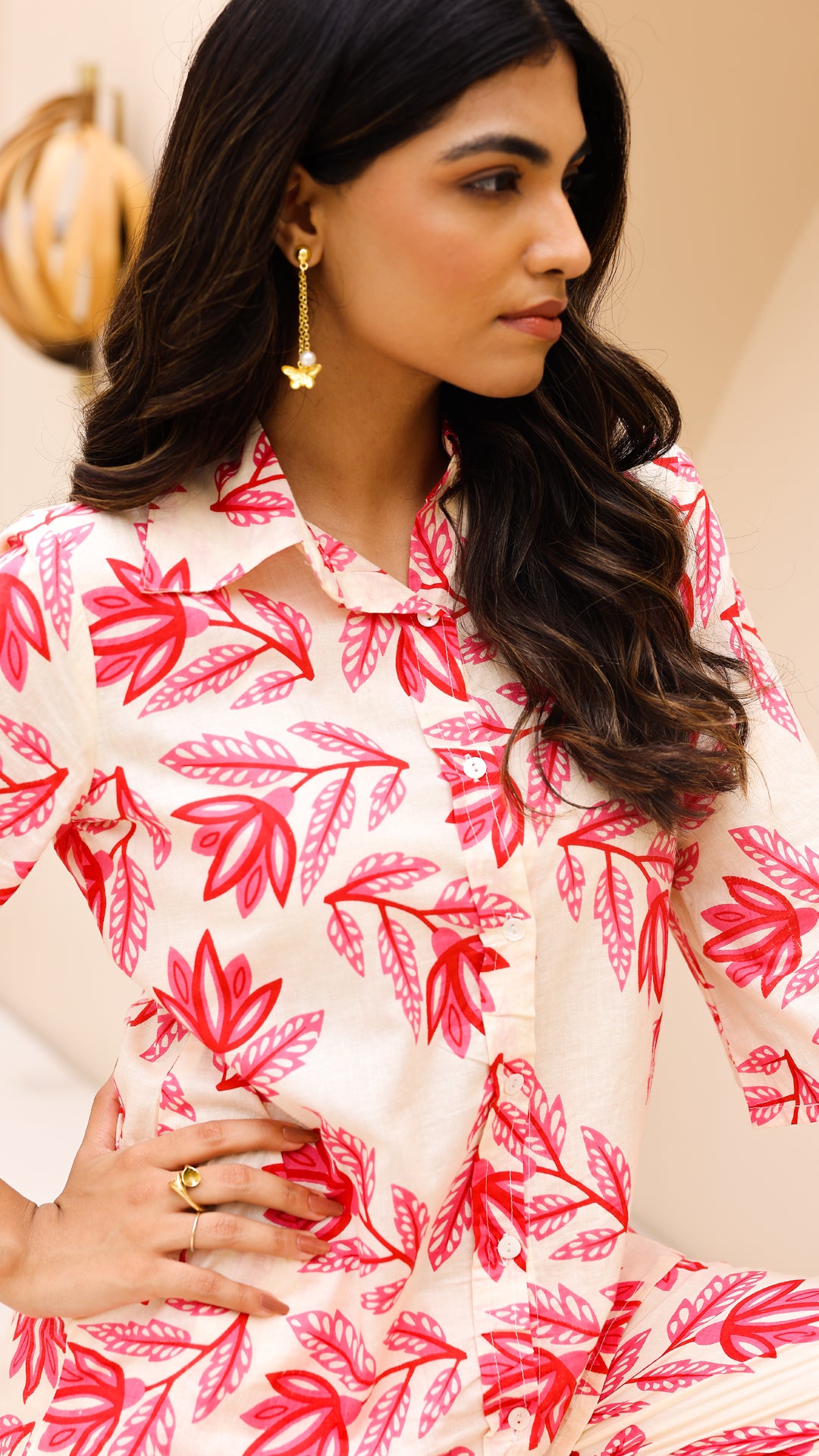 Botanic Bloom Co-ord Set – Red & Cream