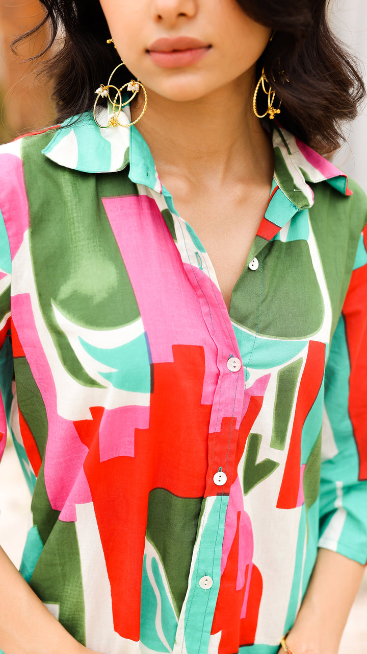 Vivid Abstract Co-ord Set – Multicolor