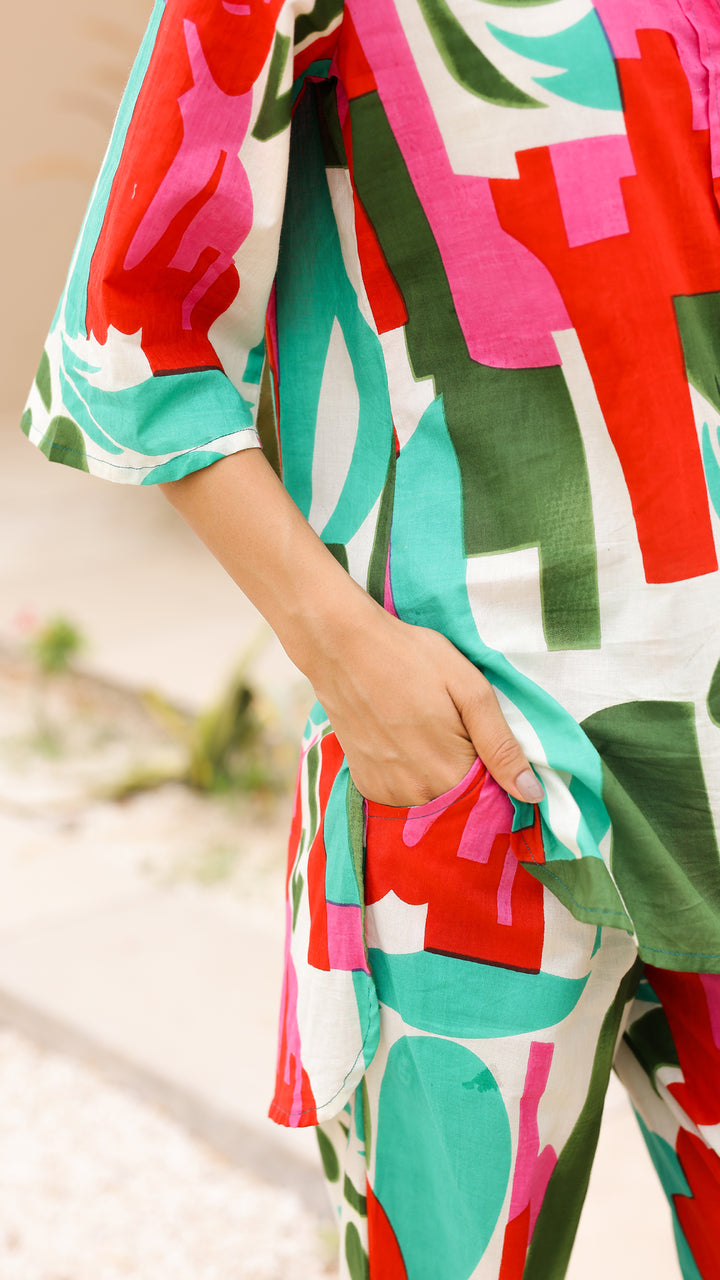 Vivid Abstract Co-ord Set – Multicolor