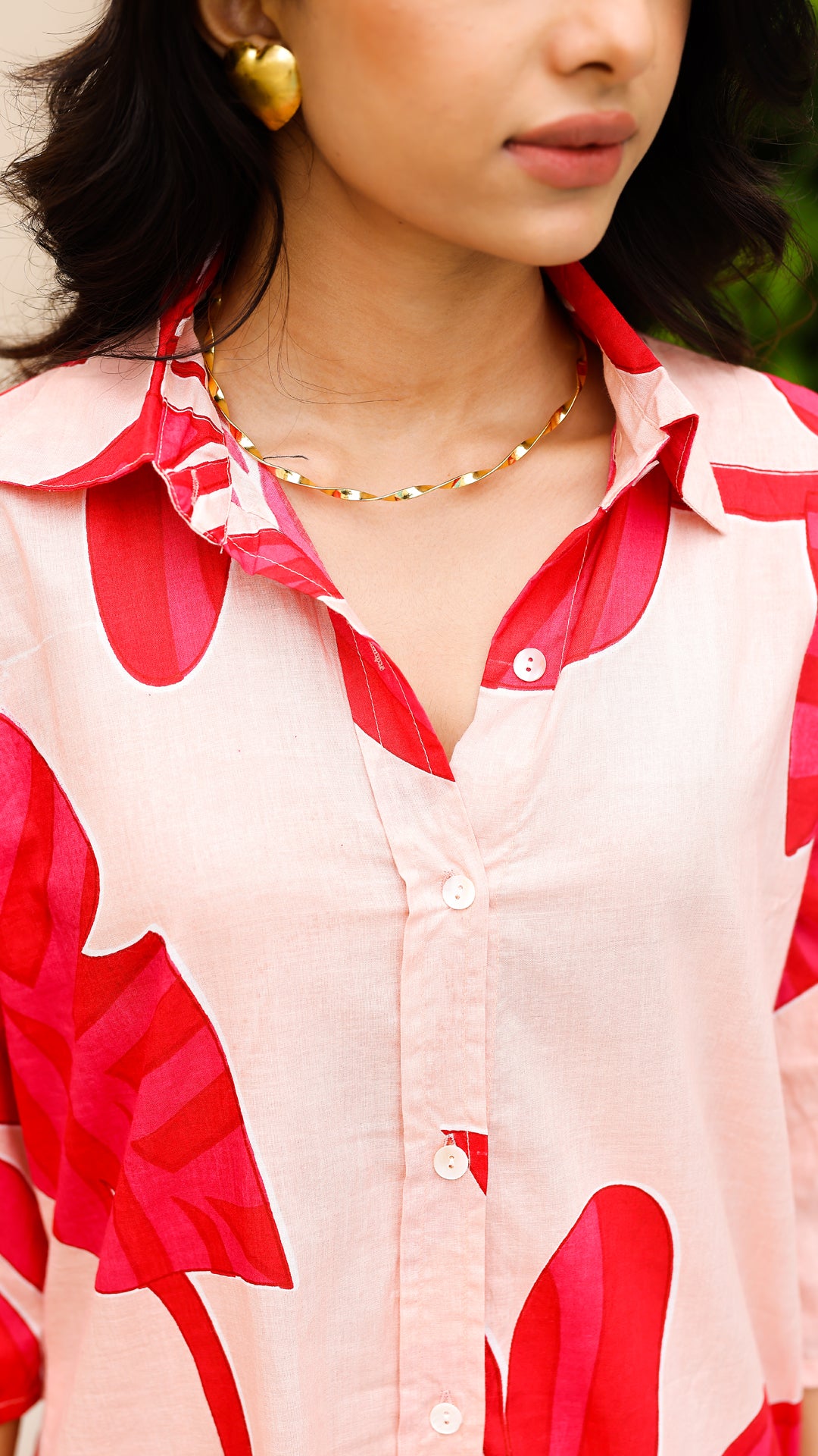 Tropical Leaf Co-ord Set – Blush & Hot Pink