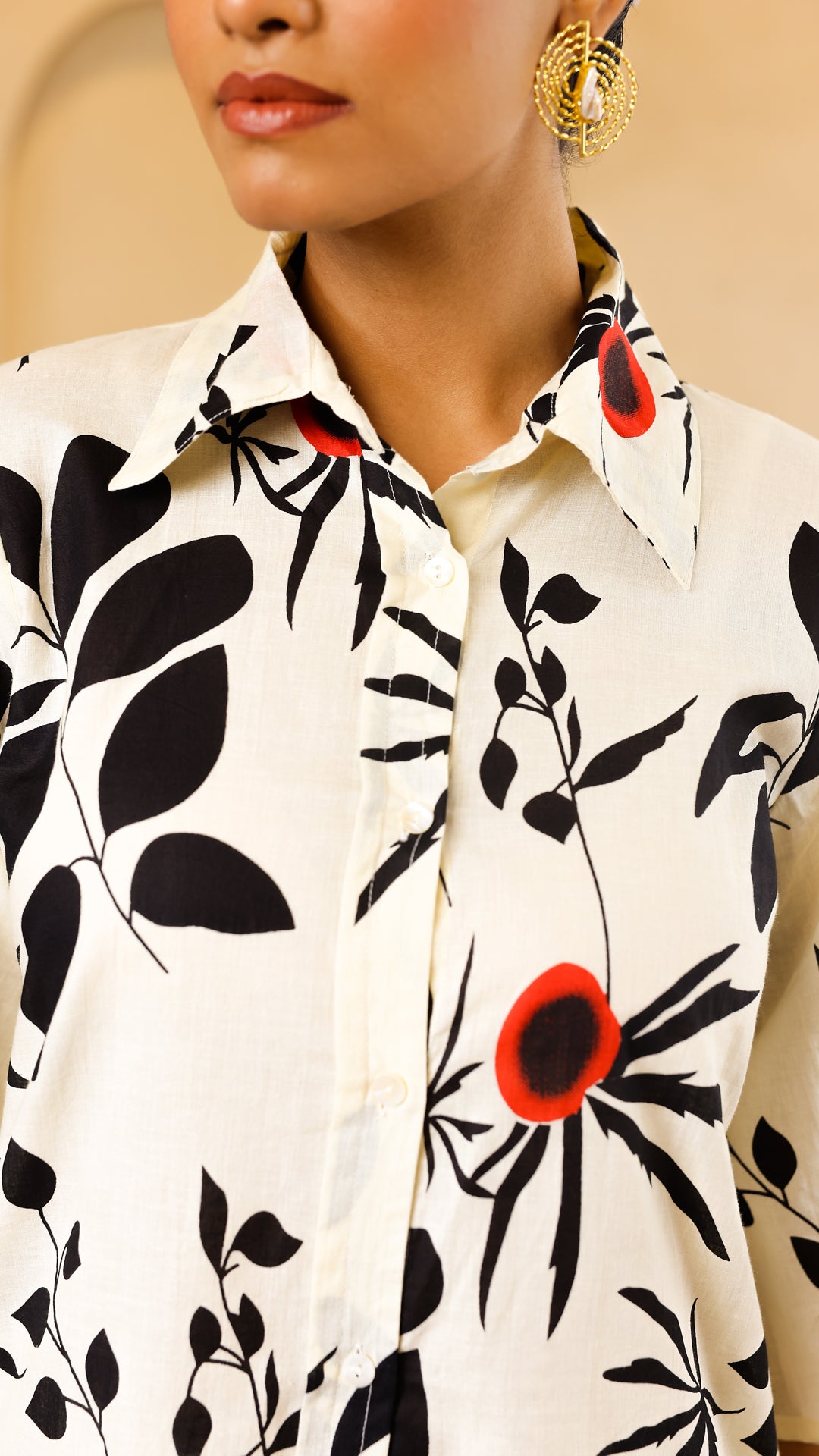 Floral Abstract Co-ord Set – Off-White & Black