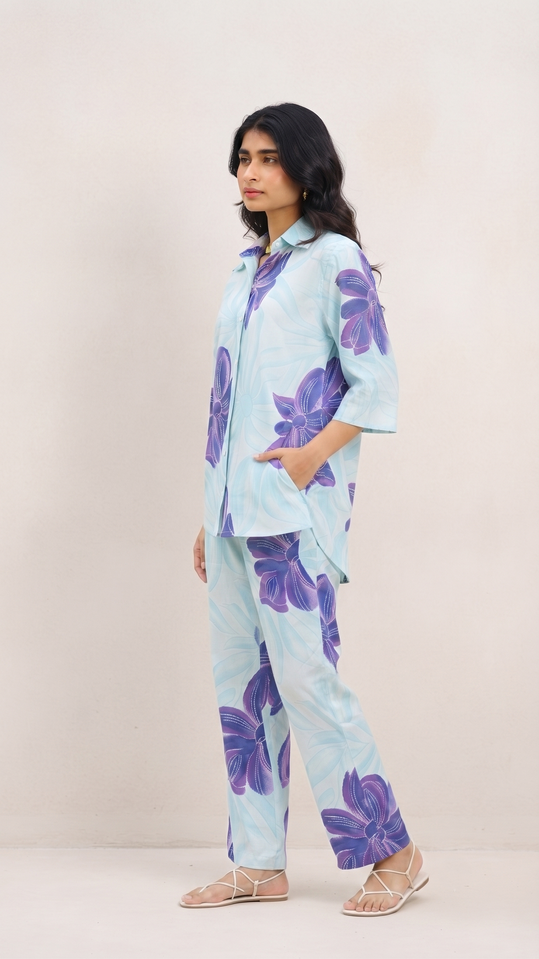 Mint Bloom Co-ord Set – Floral Cotton Summer Set for Women