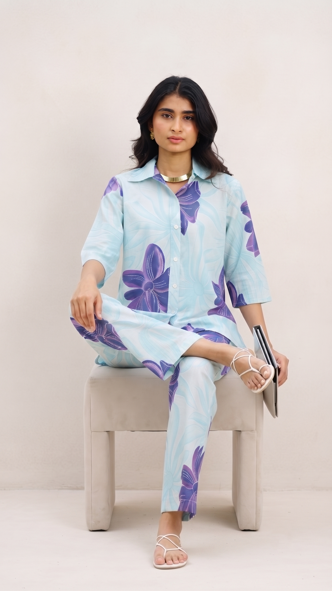 Mint Bloom Co-ord Set – Floral Cotton Summer Set for Women