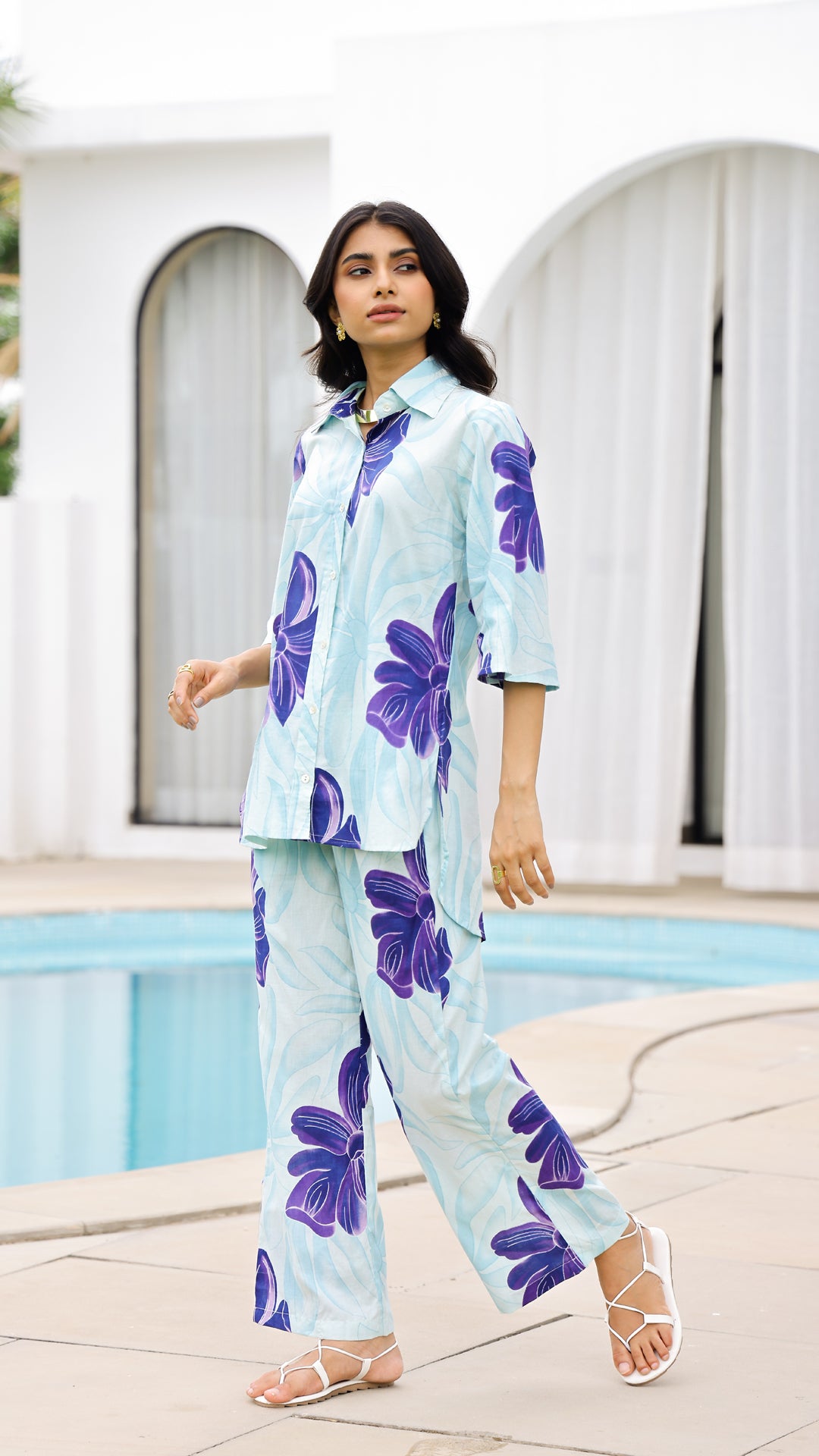 Mint Bloom Co-ord Set – Floral Cotton Summer Set for Women