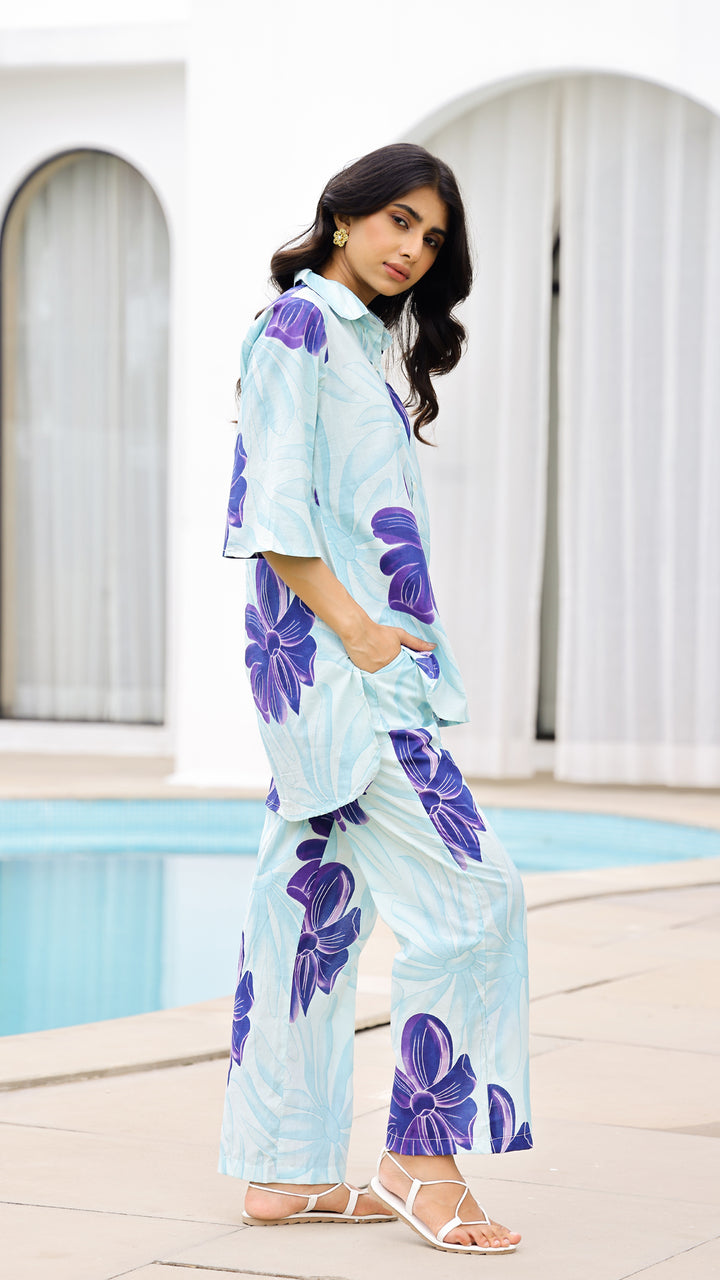 Mint Bloom Co-ord Set – Floral Cotton Summer Set for Women