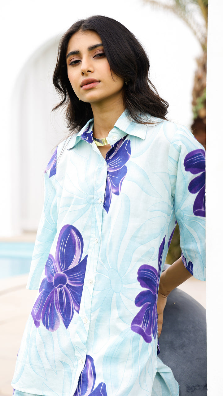 Mint Bloom Co-ord Set – Floral Cotton Summer Set for Women