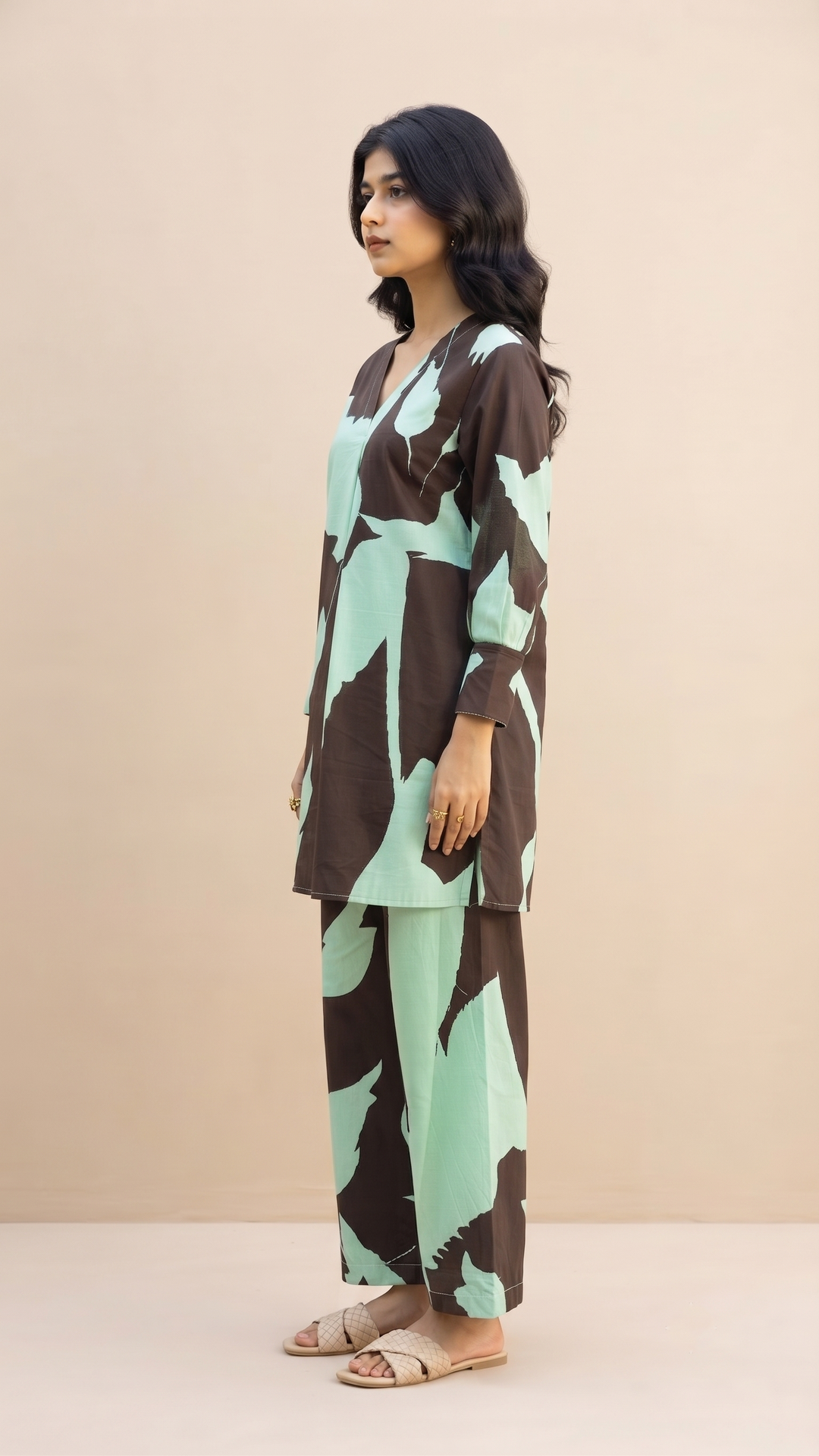 Mint Leaf Co-ord Set – Bold Leaf Print Summer Set