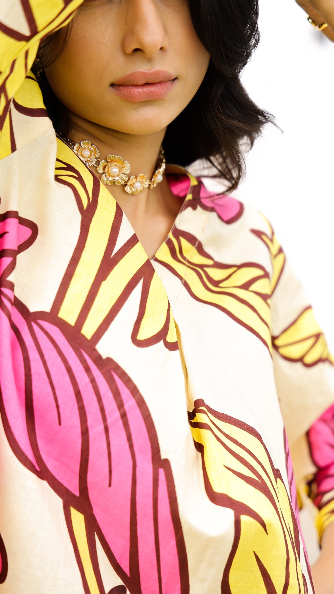 Yellow & Pink Tropical Leaf Co-ord Set – Summer Cotton Co-ord