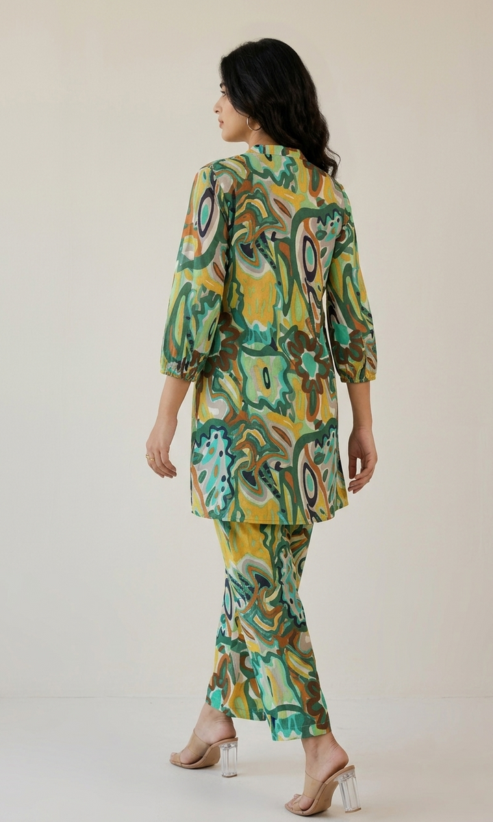 Green Abstract Print Co-ord Set