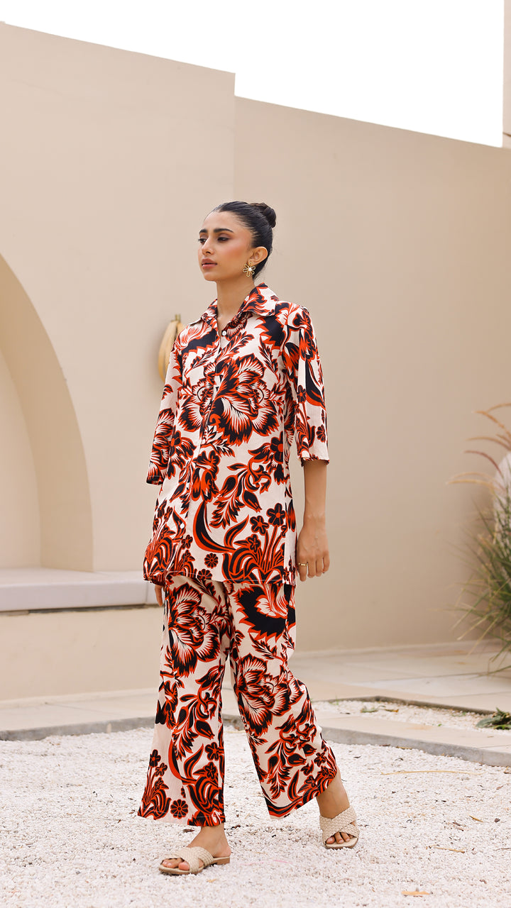 Red & Black Baroque Co-Ord Set – Luxe Cotton Style