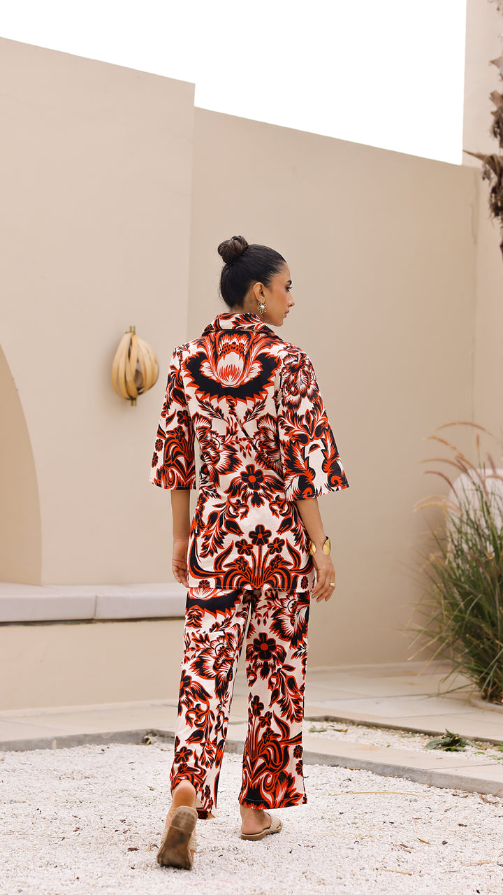 Red & Black Baroque Co-Ord Set – Luxe Cotton Style