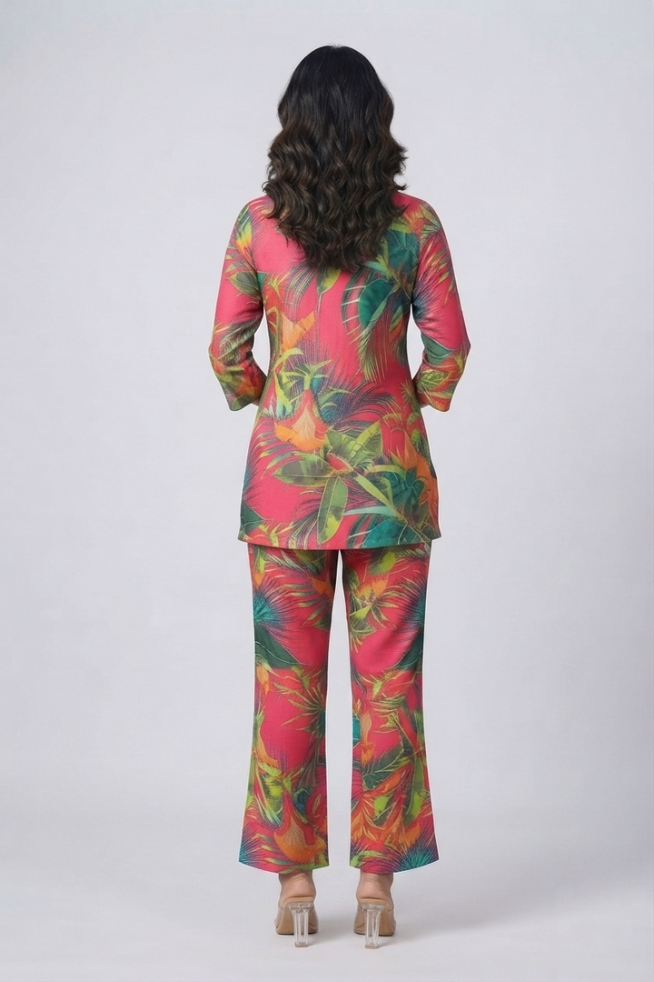 Jungle Leaf Print Pajama Set with Matching Headband - Lively & Trendy