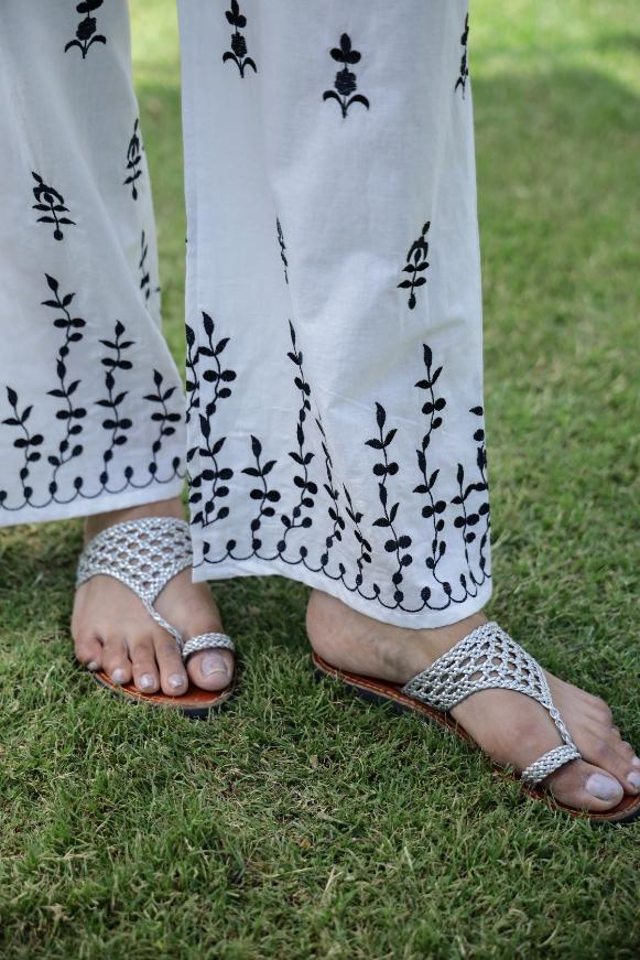 Chic White Embroidered Cotton Co-ord Set for Women