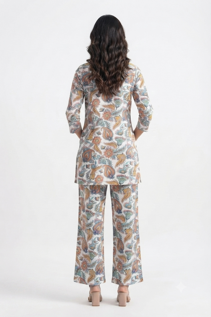 Women’s Cotton Printed Night Suit Co-ord Set (Top & Pyjama) – Multicolor