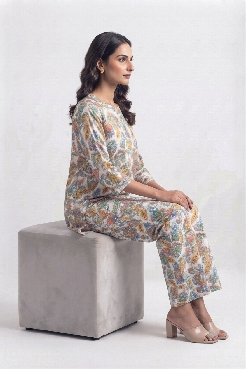 Women’s Cotton Printed Night Suit Co-ord Set (Top & Pyjama) – Multicolor