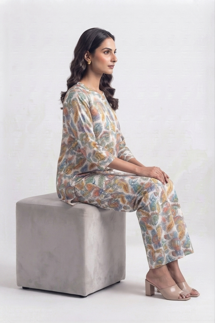 Women’s Cotton Printed Night Suit Co-ord Set (Top & Pyjama) – Multicolor