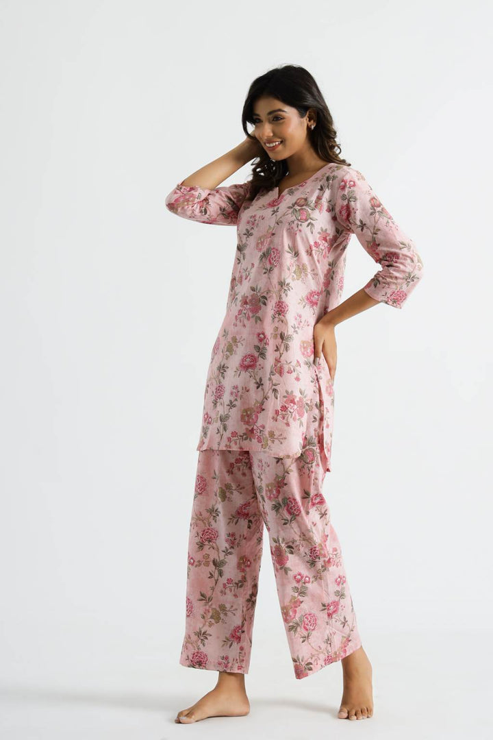 Pink Flower Women's Co-ord Set