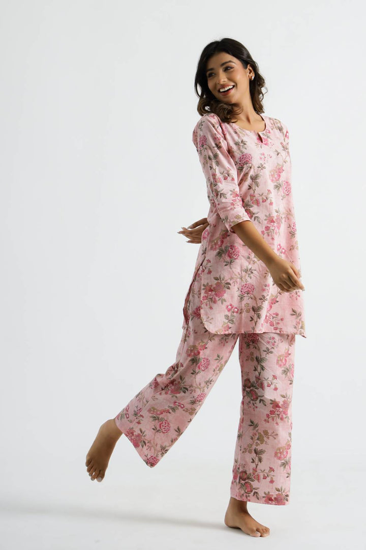 Pink Flower Women's Co-ord Set