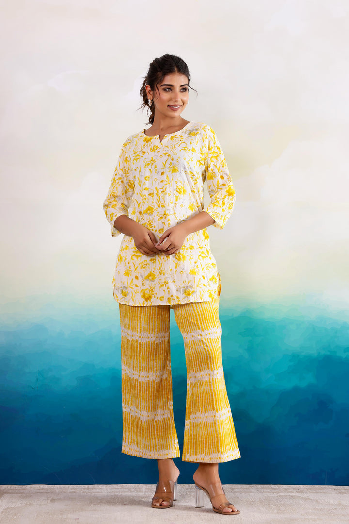 Yellow Beauty Dual Cotton Printed Co-ord Set