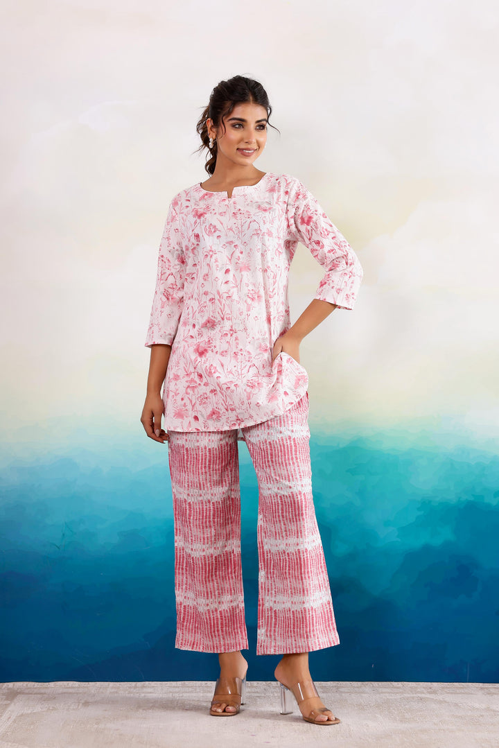 Pink Beauty Dual Cotton Printed Co-ord Set