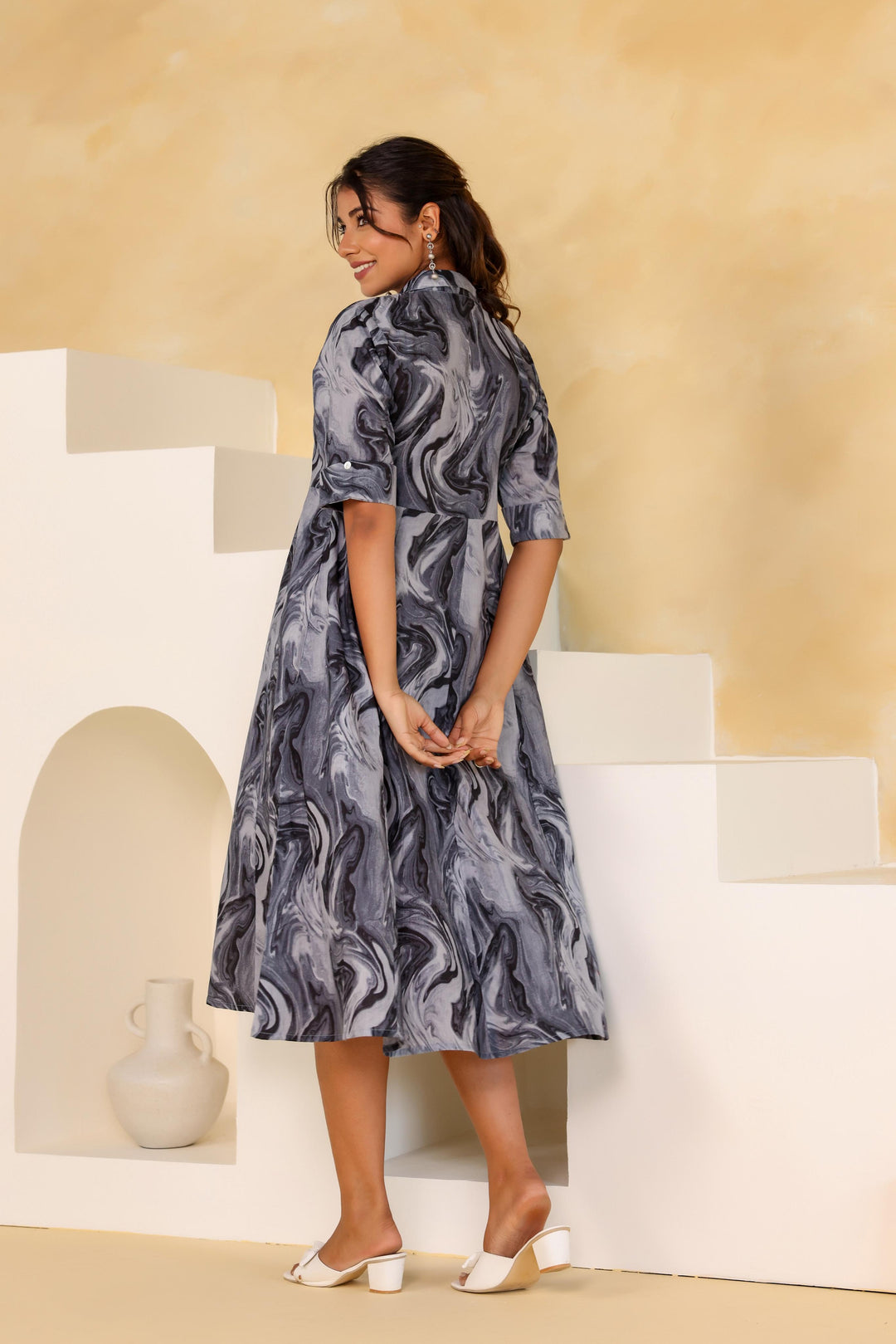 Cotton Printed Dress | A-Line Dress | Shop stylish women's clothing online at Label Flavia |