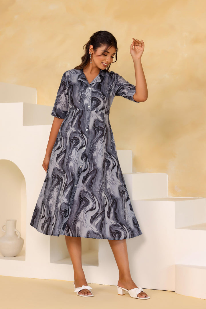 Cotton Printed Dress | A-Line Dress | Shop stylish women's clothing online at Label Flavia |