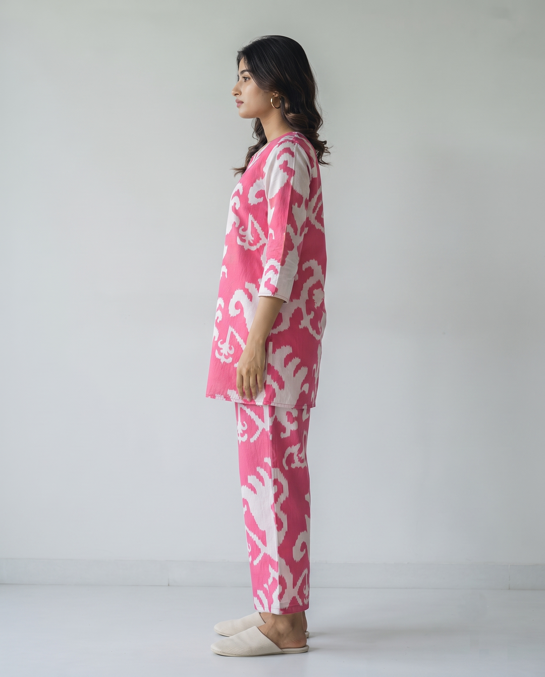 Pink Motif Organic Printed Pure Cotton Loungewear Set