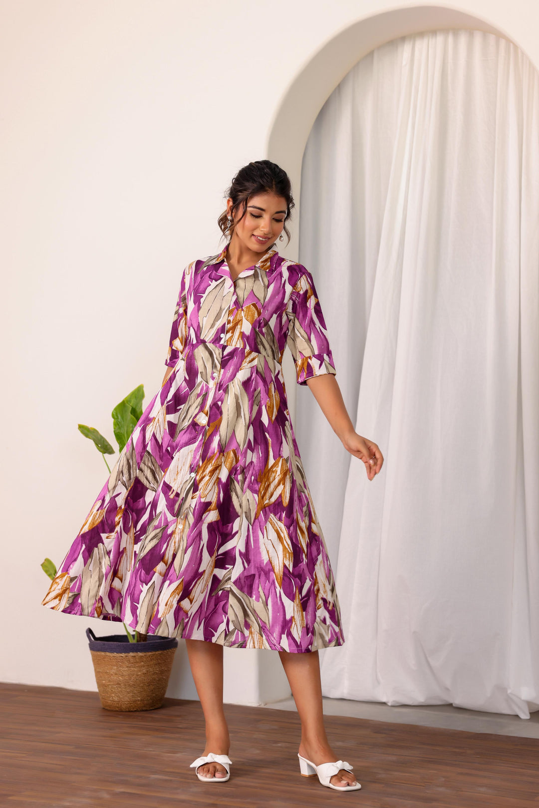 Cotton Printed Dress | A-Line Dress | Shop stylish women's clothing online at Label Flavia |