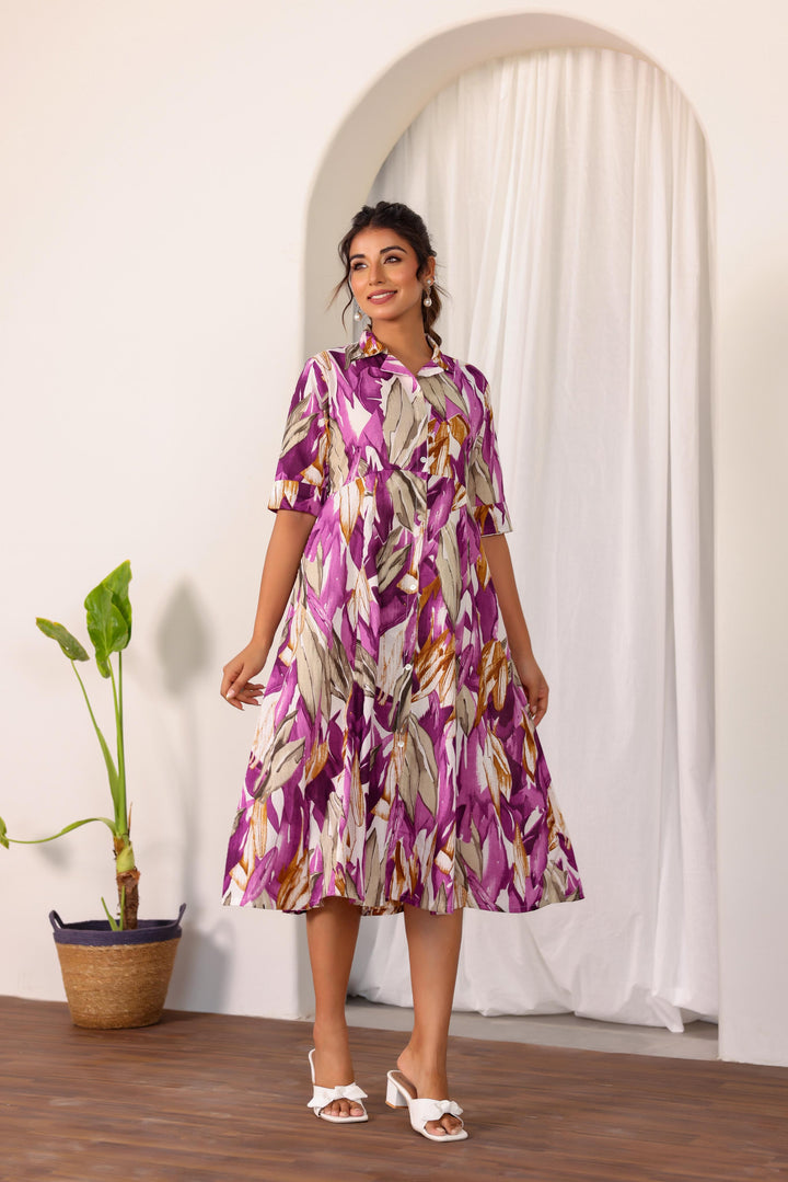 Cotton Printed Dress | A-Line Dress | Shop stylish women's clothing online at Label Flavia |