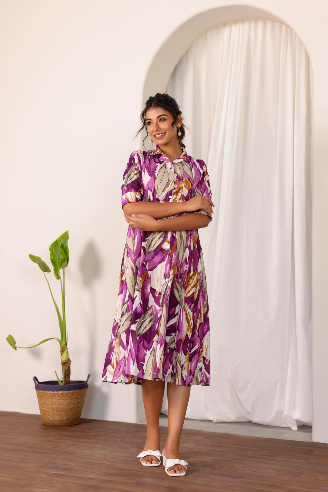 Cotton Printed Dress | A-Line Dress | Shop stylish women's clothing online at Label Flavia |