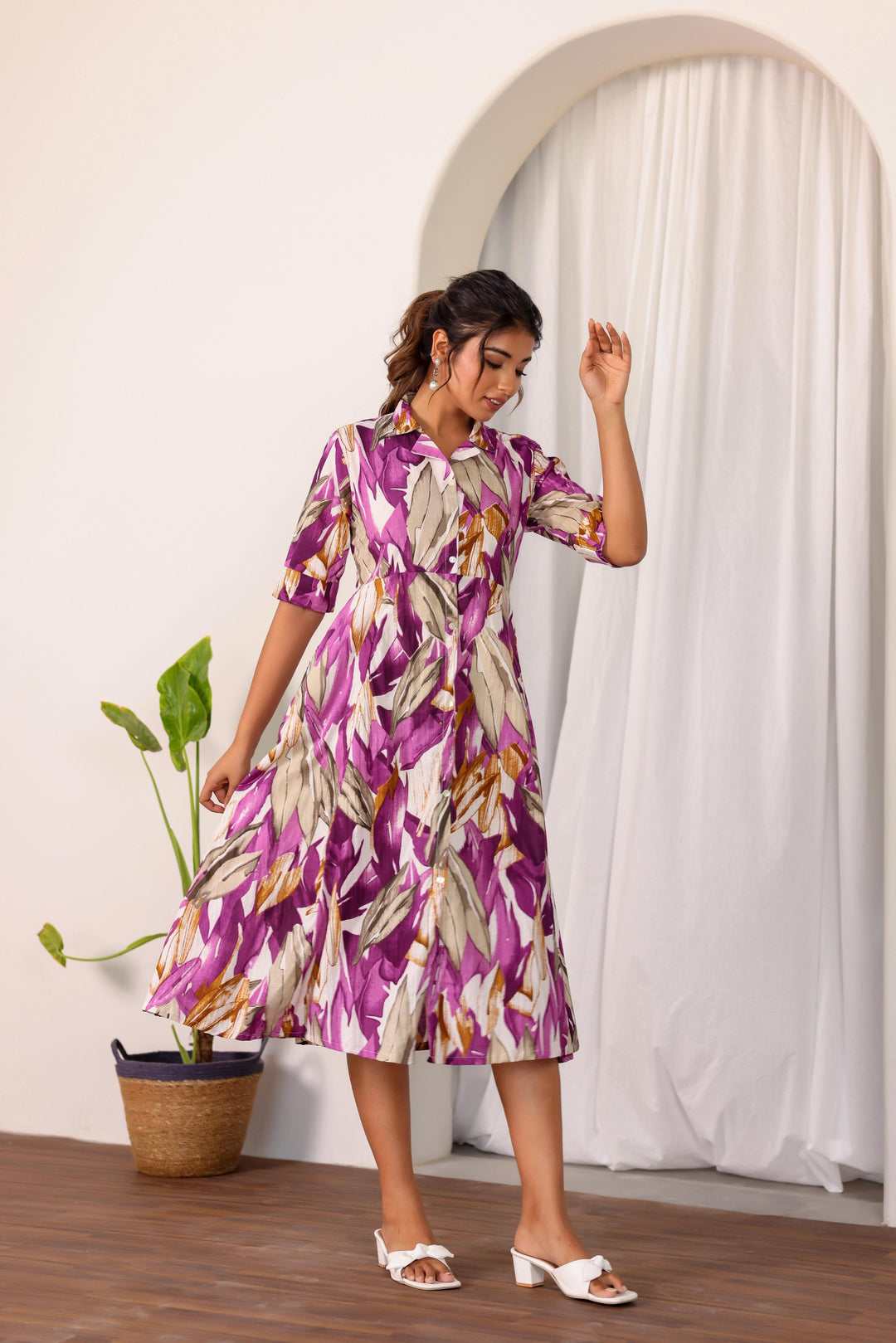 Cotton Printed Dress | A-Line Dress | Shop stylish women's clothing online at Label Flavia |