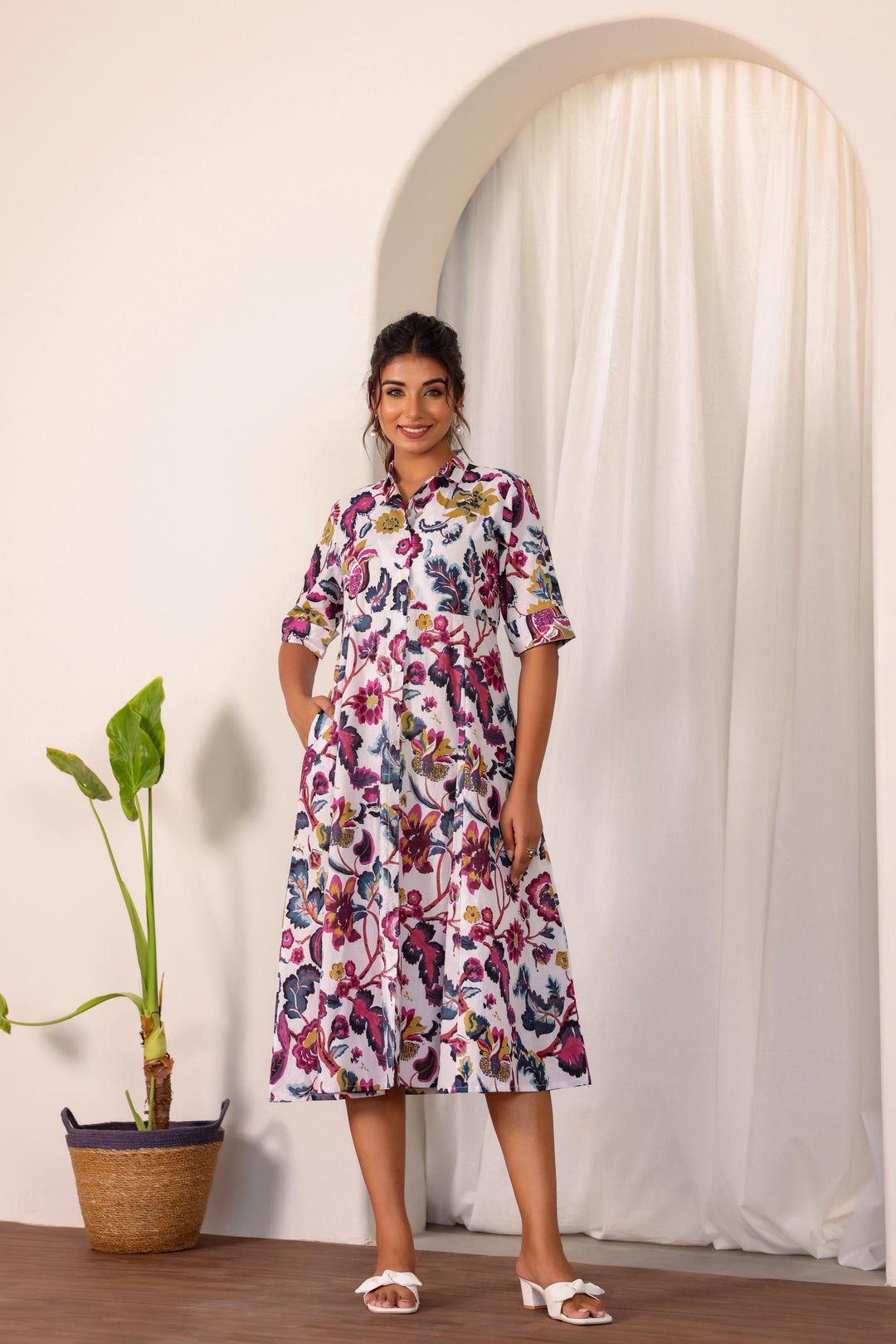 Cotton Printed Dress | A-Line Dress | Shop stylish women's clothing online at Label Flavia |