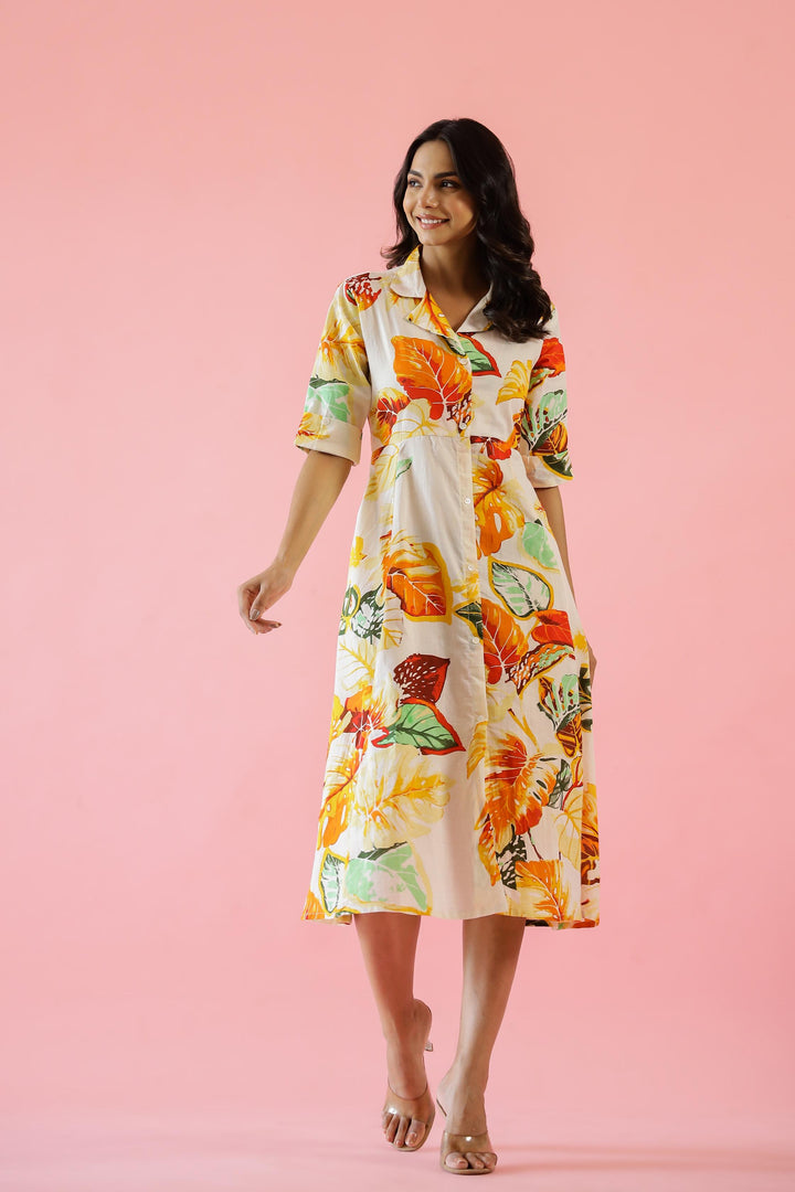 Cotton Printed Dress | A-Line Dress | Shop stylish women's clothing online at Label Flavia |