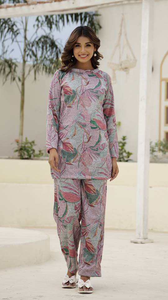 Floral Pashmina Woolen Co-ord Set - Warm & Stylish for Indian Women