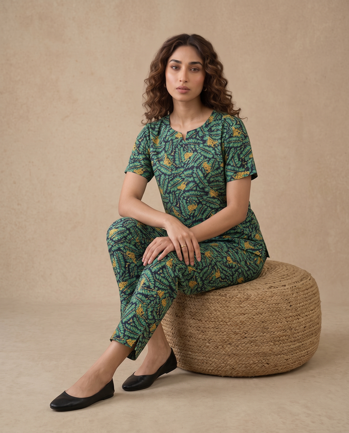 Stylish Cotton Printed Co-ord Set for Indian Women – Casual Elegance