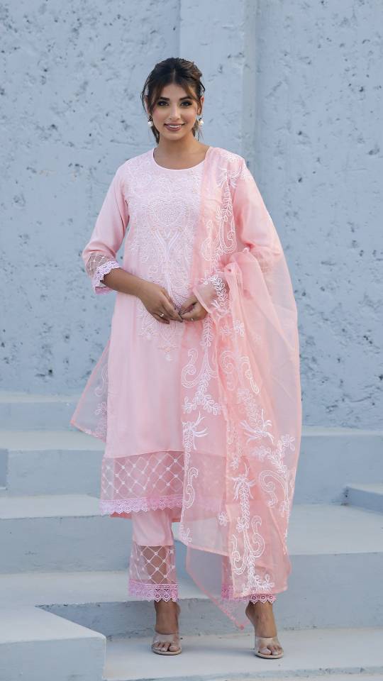 Elegant Rayon Dobby Kurta Set with Boaring Work & Embroidered Dupatta