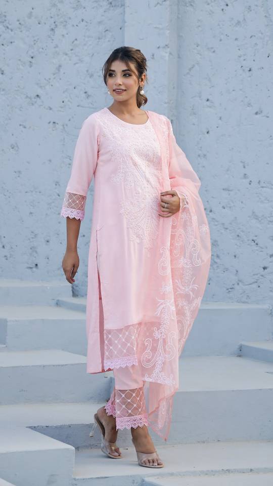 Elegant Rayon Dobby Kurta Set with Boaring Work & Embroidered Dupatta