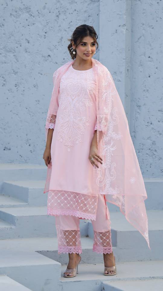 Elegant Rayon Dobby Kurta Set with Boaring Work & Embroidered Dupatta