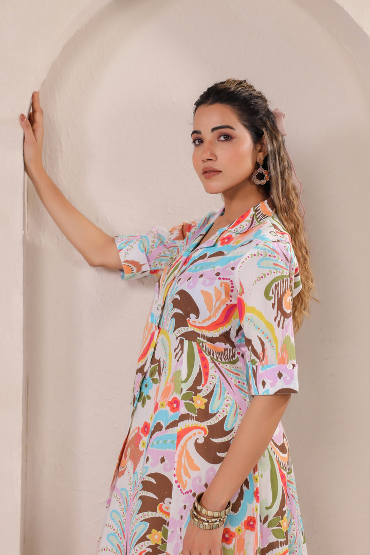 Vibrant Floral Paisley Midi Dress – Breezy & Elegant Summer Wear