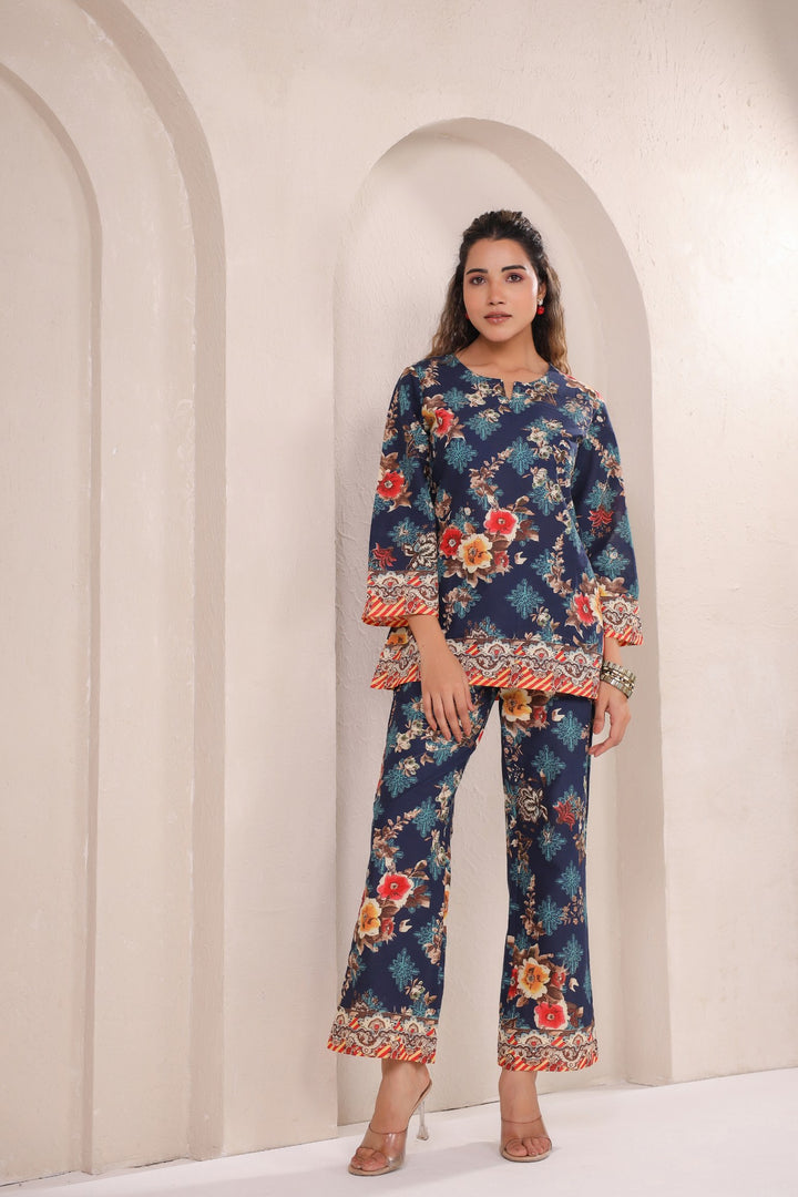 Midnight Elegance – Luxe Floral Co-ord Set