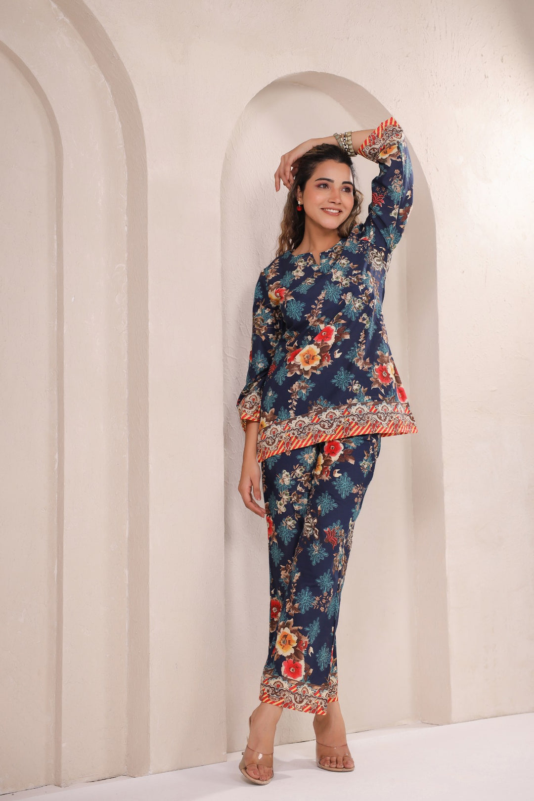 Midnight Elegance – Luxe Floral Co-ord Set