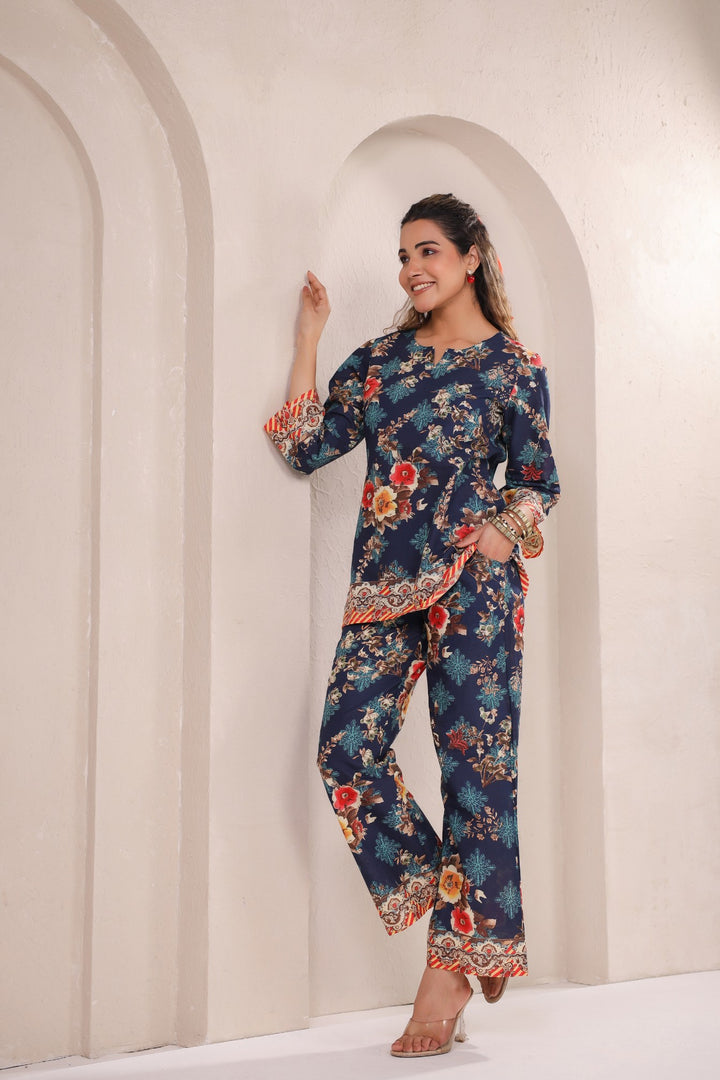 Midnight Elegance – Luxe Floral Co-ord Set